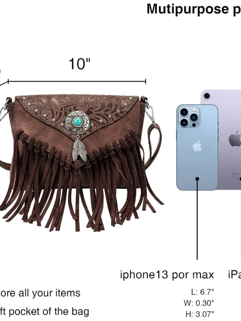 Small Crossbody Bags for Women Crossbody Handbag Fringe Purse Tassel Shoulder Ba - Picture 3 of 7